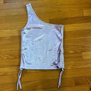 Purple metallic one shoulder tank